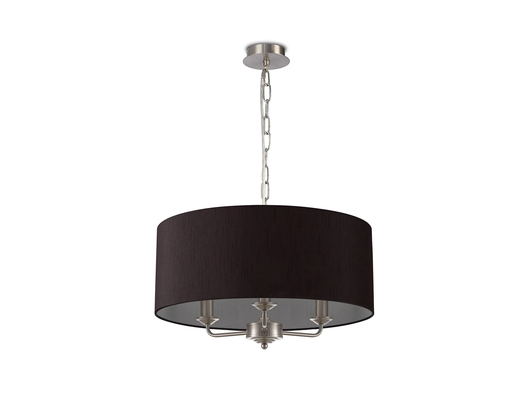 Banyan 50cm 3 Light Pendant Satin Nickel, Black DK0073  Deco Banyan SN BL